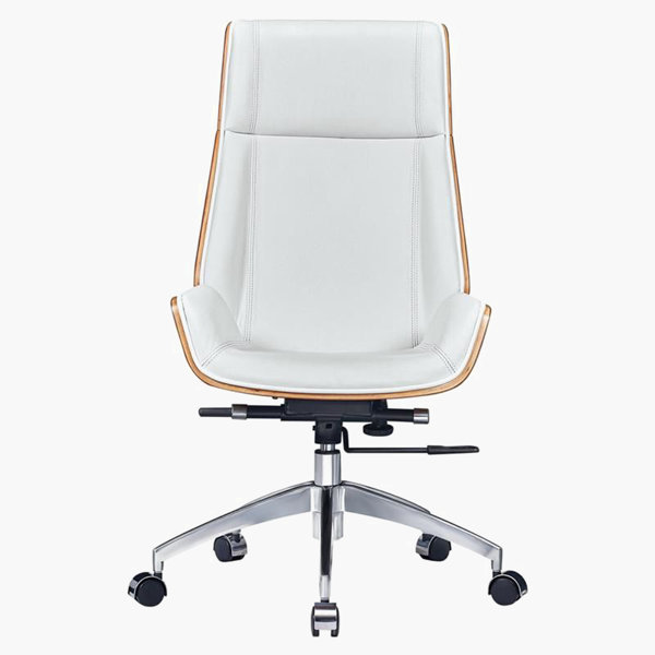 White genuine leather online office chair